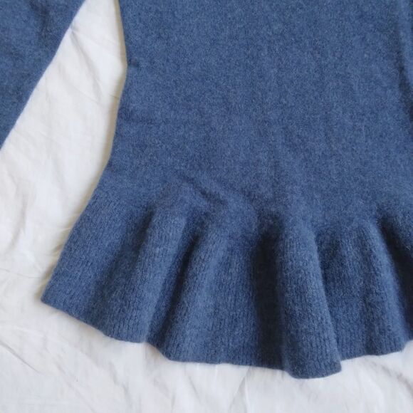 Isaac Mizrahi Live! Cashmere Peplum Sweater Babydoll Vneck Blue Women's XS - Picture 14 of 15